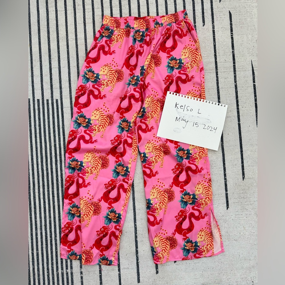 Dressed in lala pink dragon satin pants